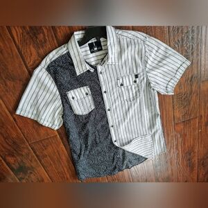 i jeans by Buffalo Black and White Patterned Button Down Shirt